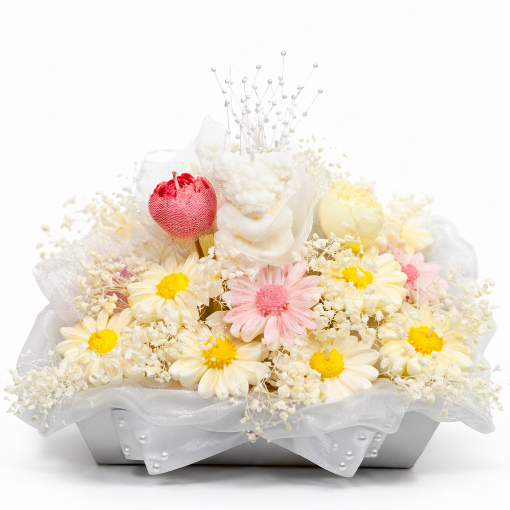 Elegant floral candle decor for home centerpiece