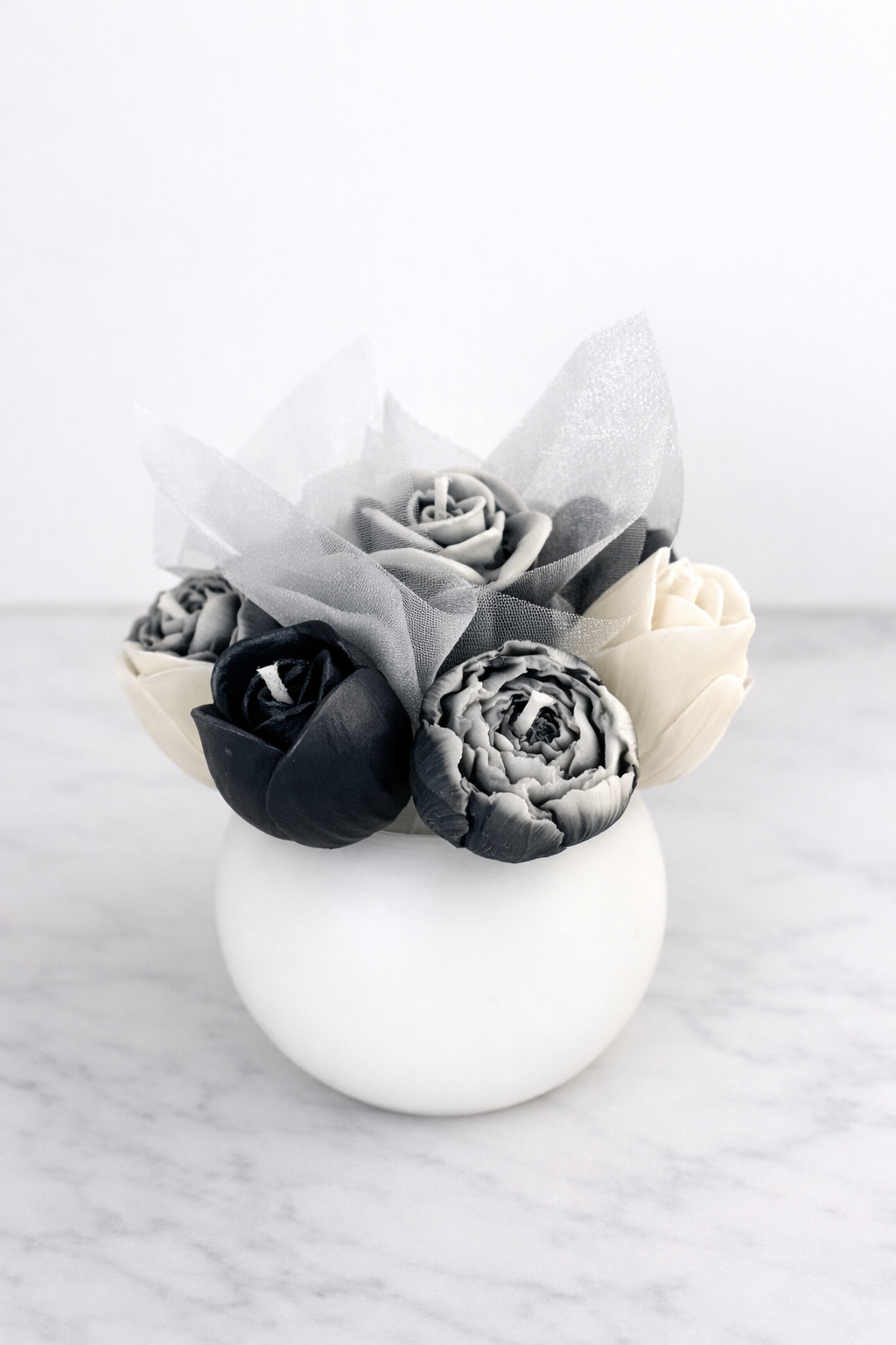Stunning Black and White Floral Arrangement for Elegant Decor