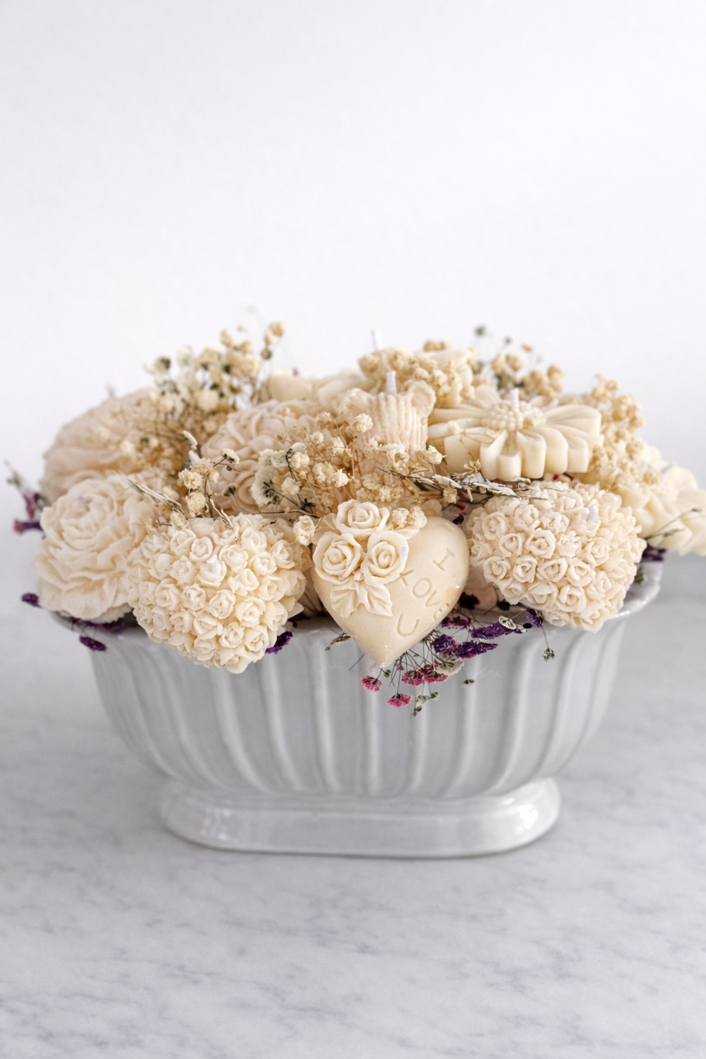 Love in Wax - Unique Floral Artisanal Arrangement for Elegant Decor