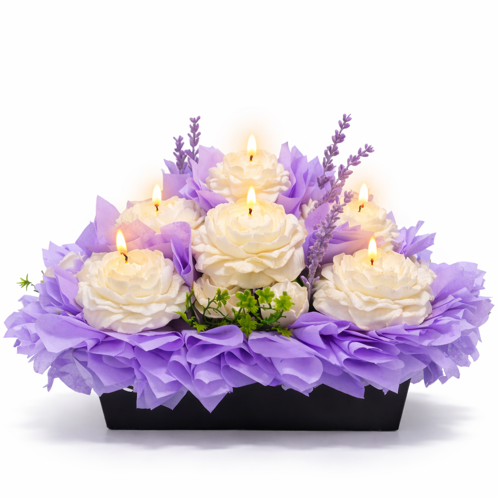 Handmade Purple Floral Candle Decor for Elegant Home Styling