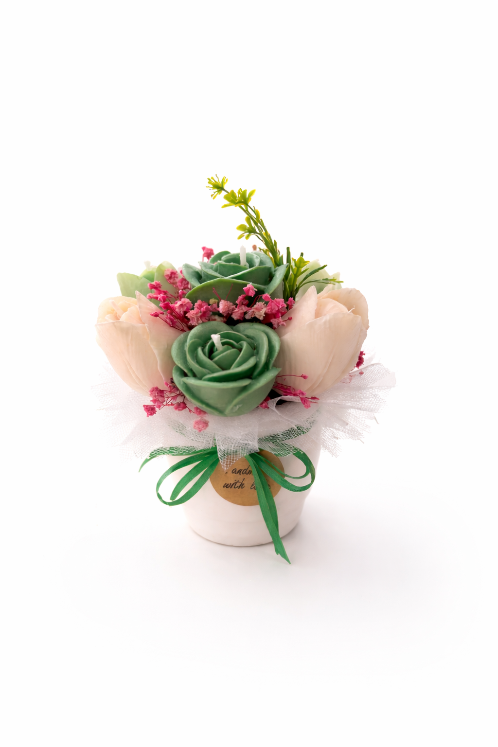 Handmade Flower Bouquet: Decorative White Pot Floral Arrangement